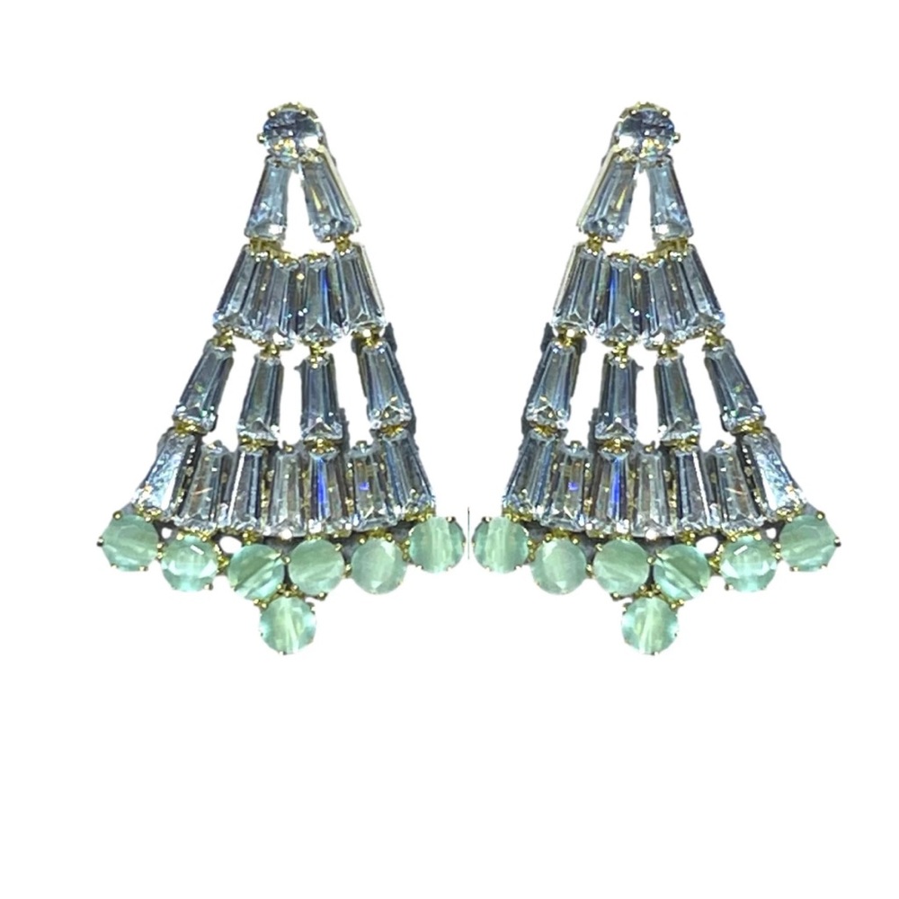 Chic Silver and Green Statement Earrings